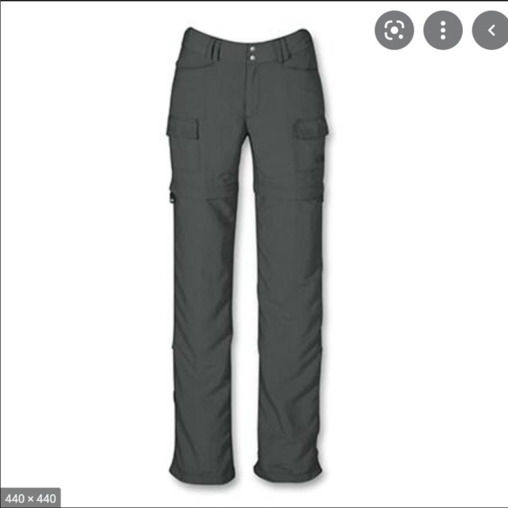 Northface convertible zip off hiking pants women’s size 10 dark grey
